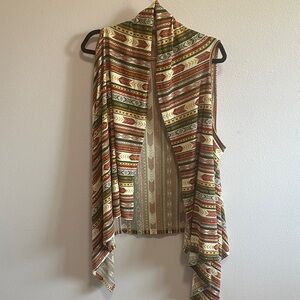 Wrangler Multicolor Tribal Stripe Open Front Vest
